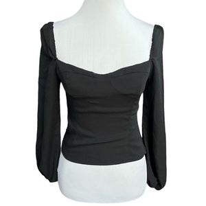 o.p.t. Long Sleeve Cropped Blouse Black Size Medium